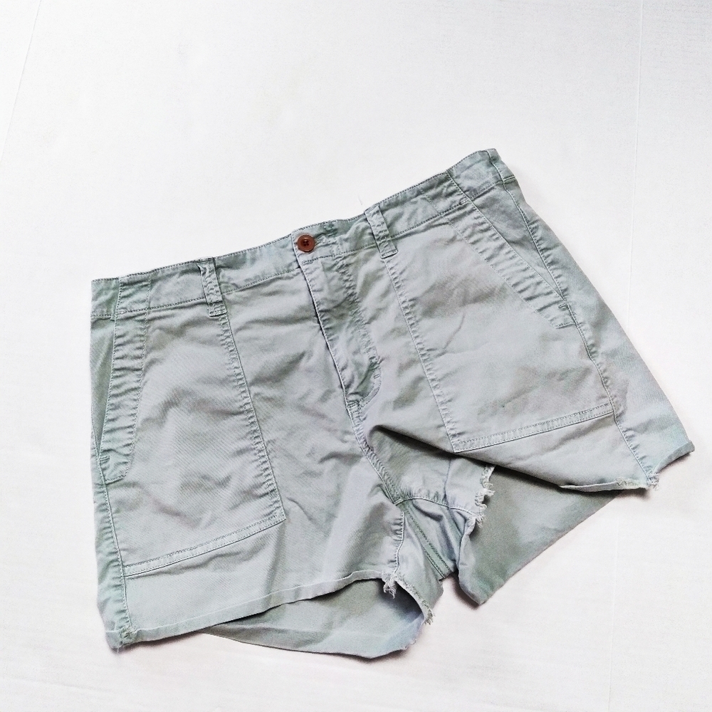 Madewell Green Garment Dyed Cut Off Chino Shorts Size 27